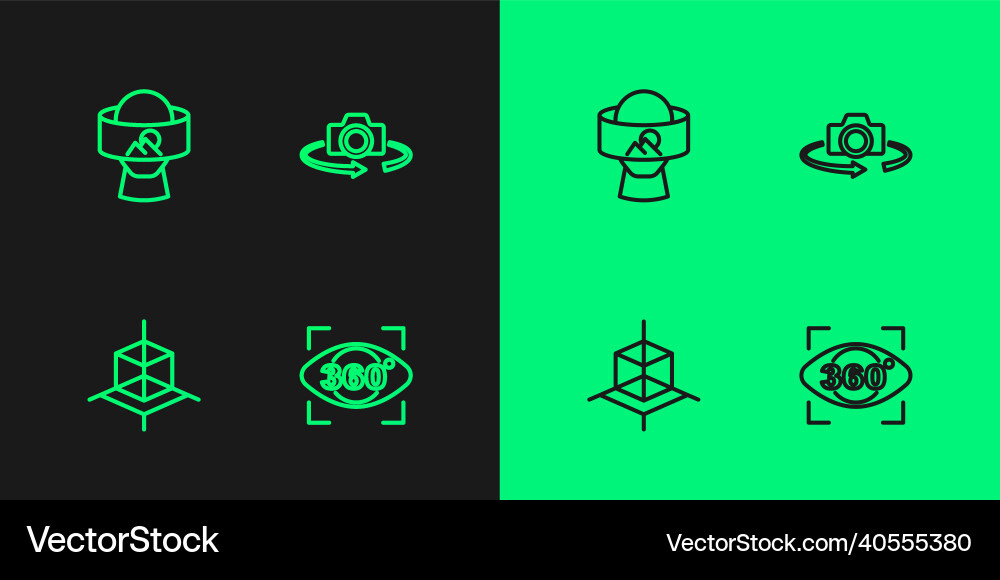 Set line 360 degree view 3d modeling virtual Set line 360 degree view 3d modeling virtual Vector Image