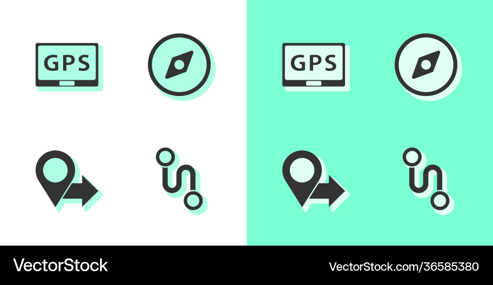 Set route location gps device with map Set route location gps device with map Vector Image