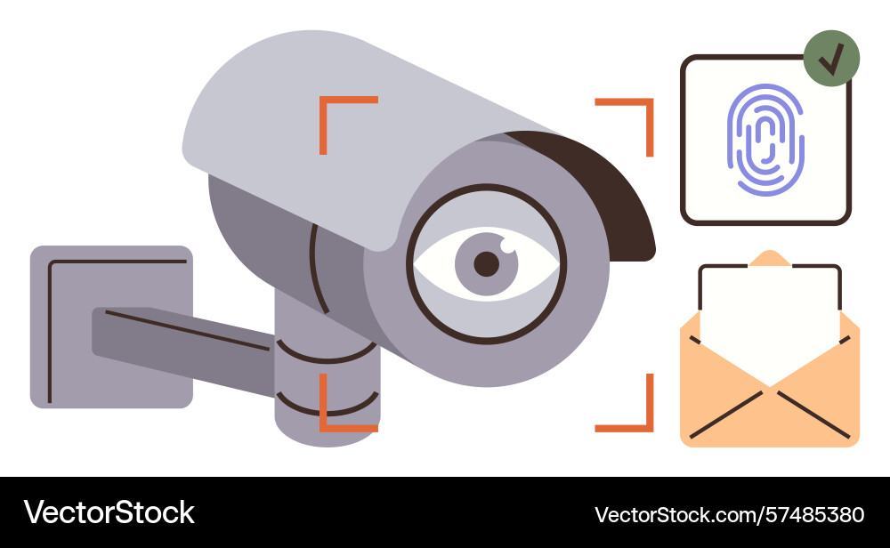 Surveillance camera with biometric authentication vector image