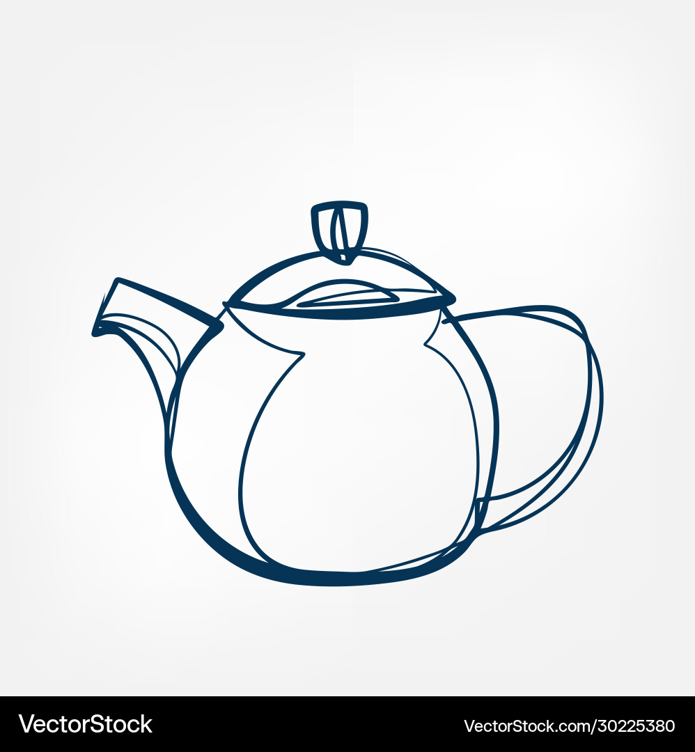 Teapot one line design element isolated vector image