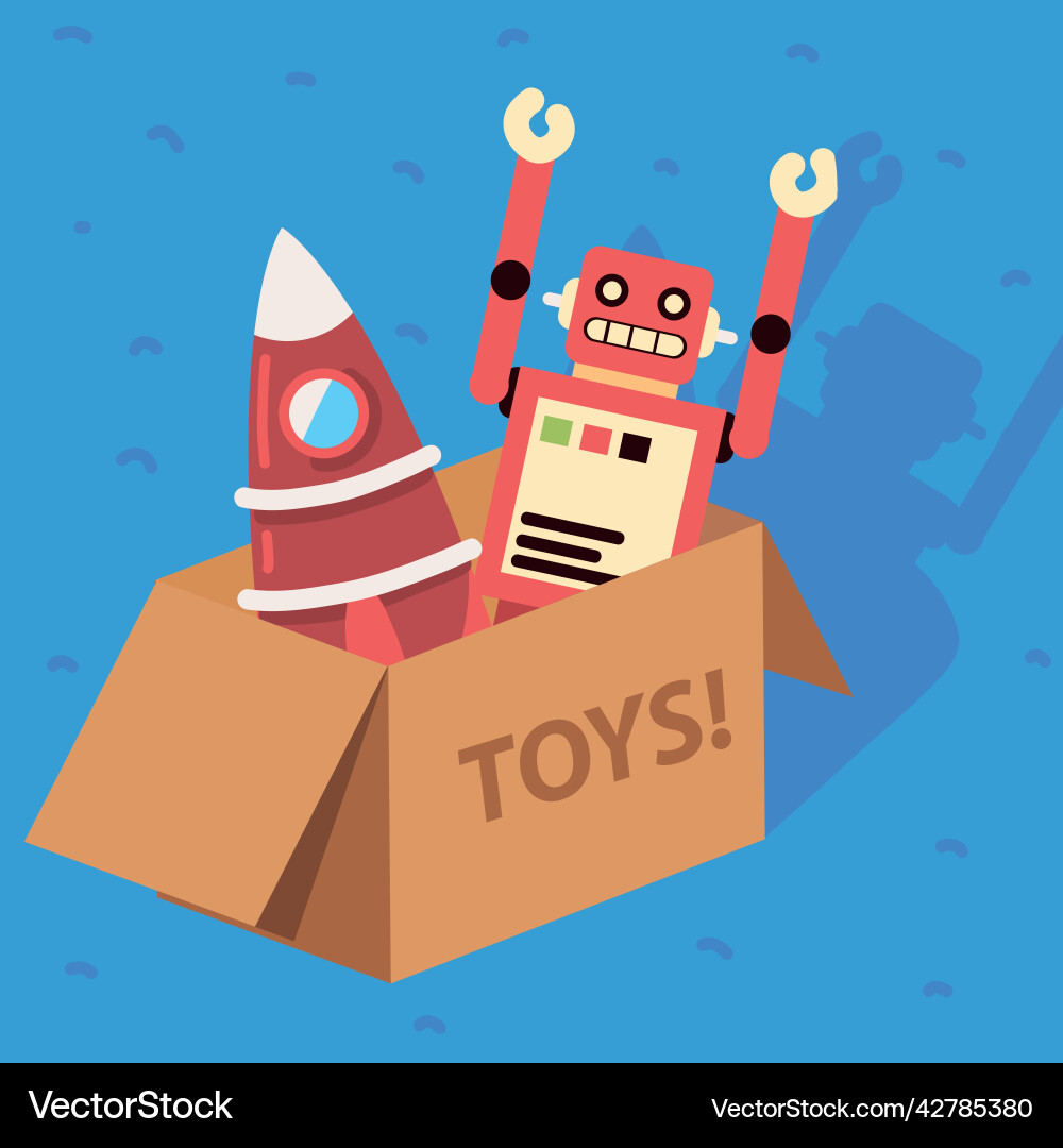 Toys box with robot Vector Image