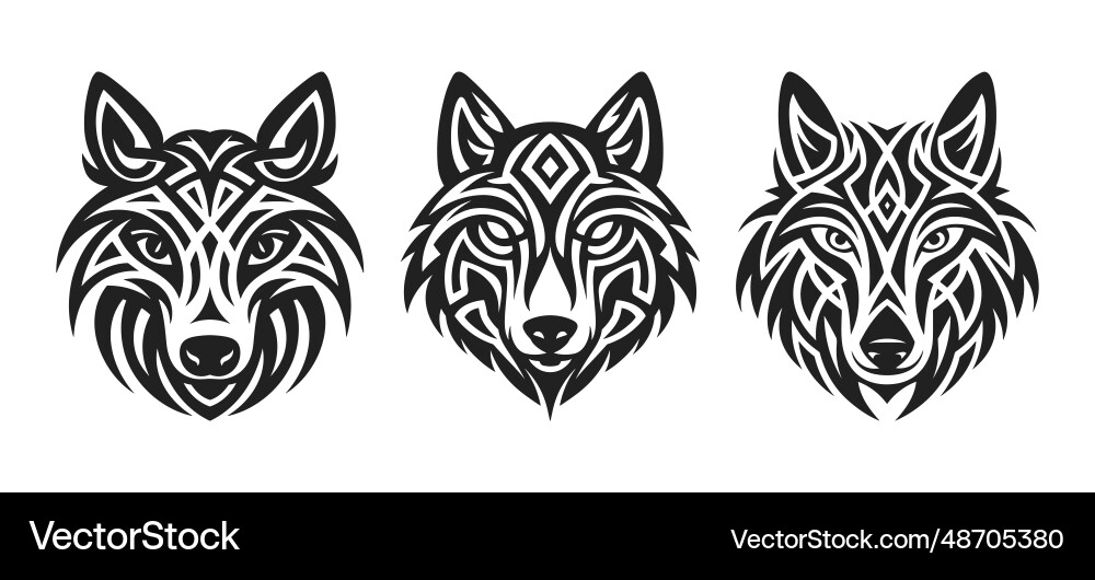 Tribal tattoo of the wolf head in celtic Tribal tattoo of the wolf head in celtic vector image