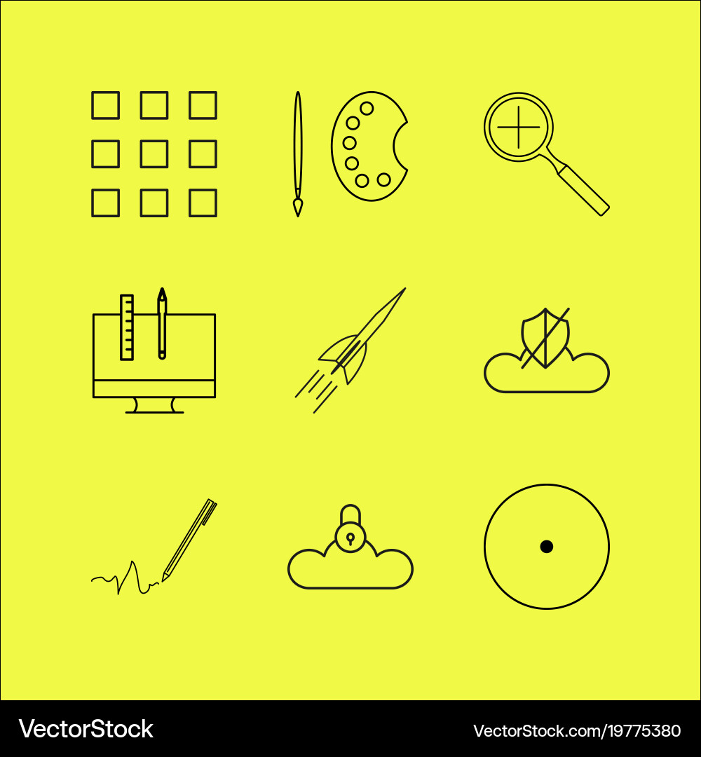 Web linear icon set simple outline icons Vector Image