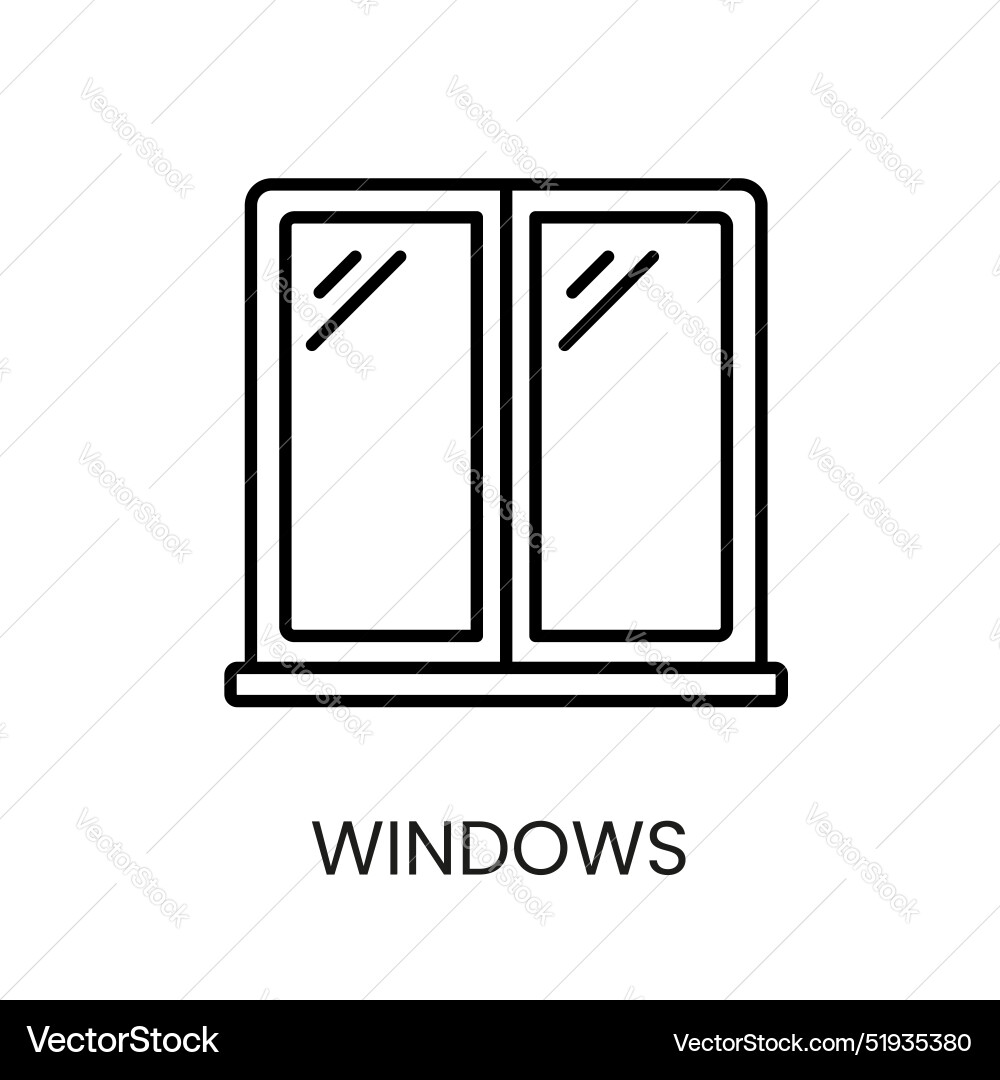 Window line icon with editable stroke vector image