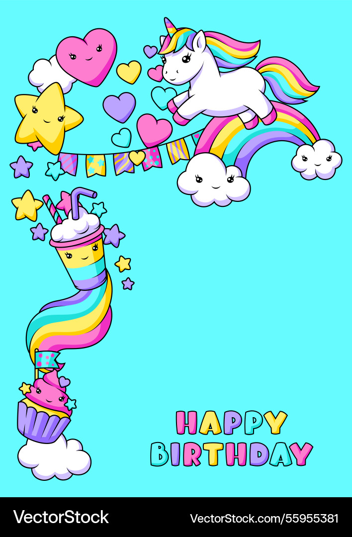 Background with unicorn happy birthday party Background with unicorn happy birthday party vector image