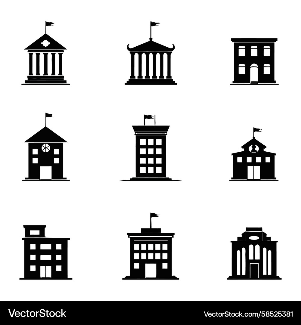 Building Icons with Flags Vector Image