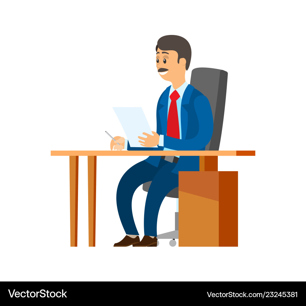 Business Executive with Papers Vector Image