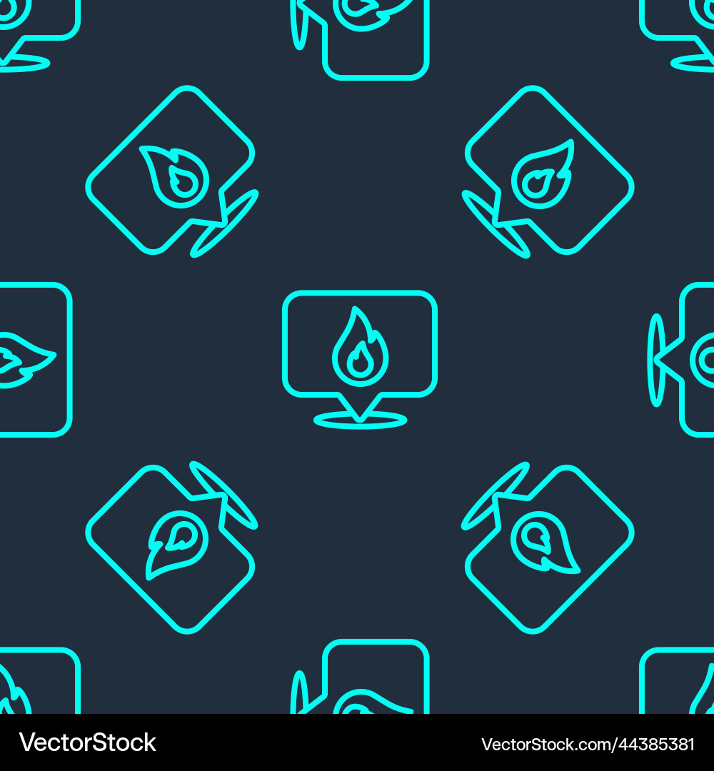 Green line map pointer with fire flame icon Vector Image