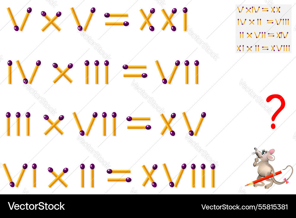 In each exercise move one matchstick to make In each exercise move one matchstick to make vector image