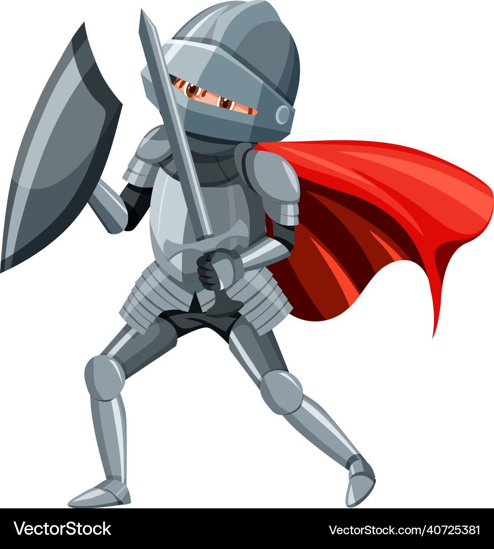 Medieval knight holding shield and sword cartoon – Royalty-Free Vector |  VectorStock, image size:972x1080