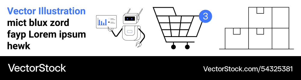 Robots in e-commerce analytics and shopping Robots in e-commerce analytics and shopping vector image