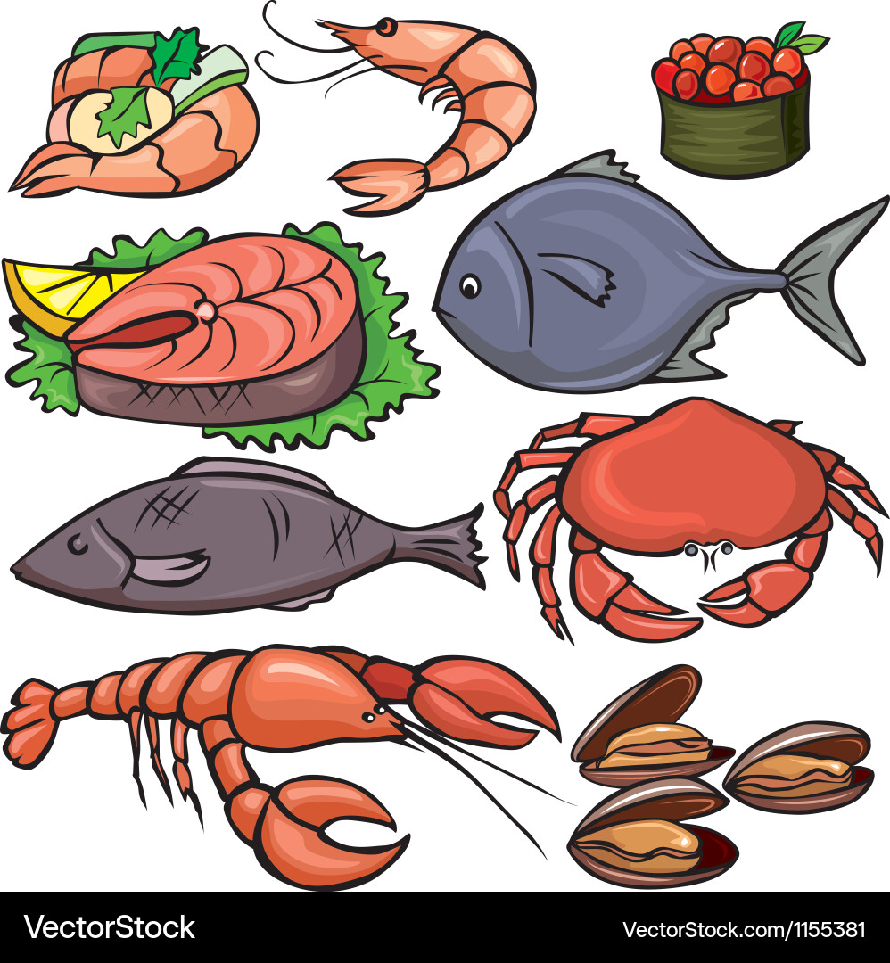 Seafood Icon Set Vector Image