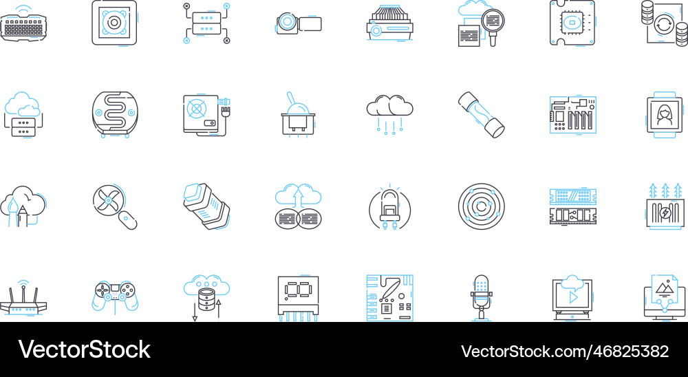Digital instruments linear icons set synthesizer Vector Image