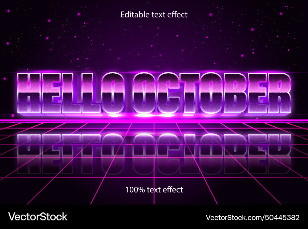 Hello october editable text effect retro style Hello october editable text effect retro style vector image
