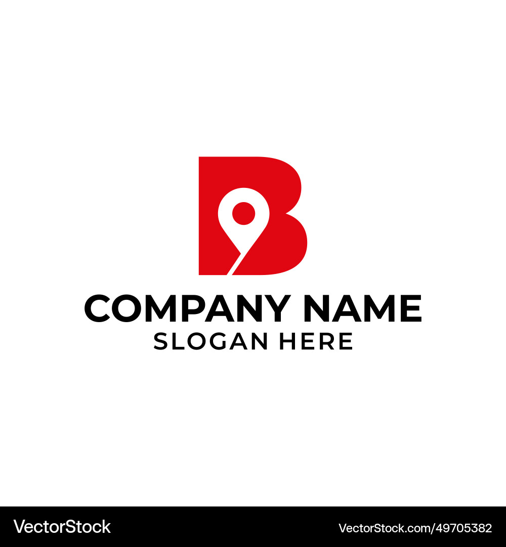 Letter b logo with location icon pointer Letter b logo with location icon pointer vector image