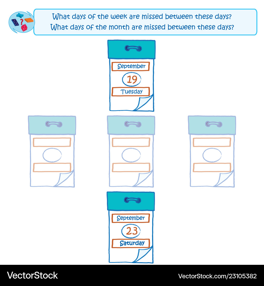 Logical task what days of the week are missed Vector Image