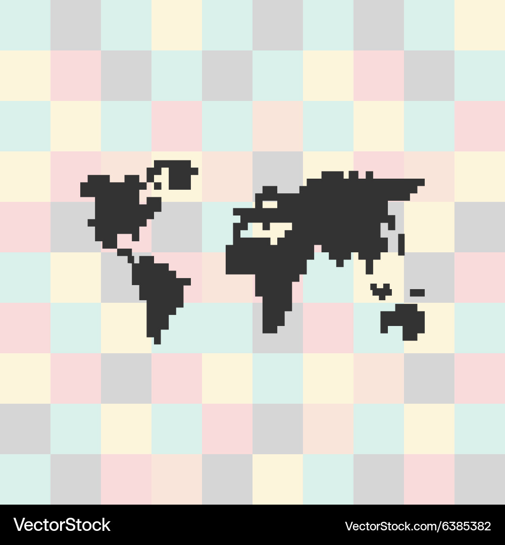 Pixel icon map on a square background Vector Image