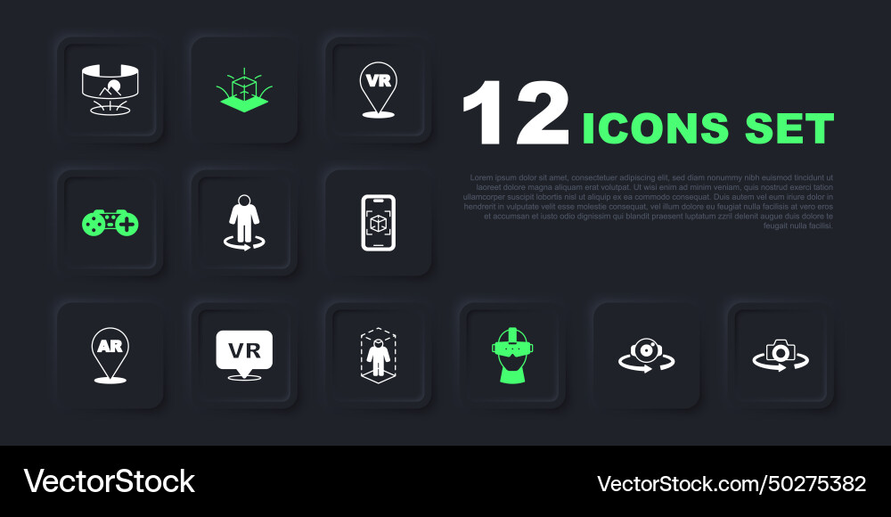 Set 360 degree view 3d modeling virtual reality Set 360 degree view 3d modeling virtual reality Vector Image