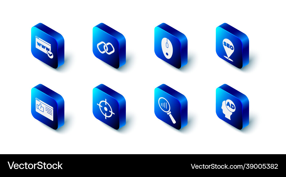 Set chain link computer mouse seo optimization Vector Image