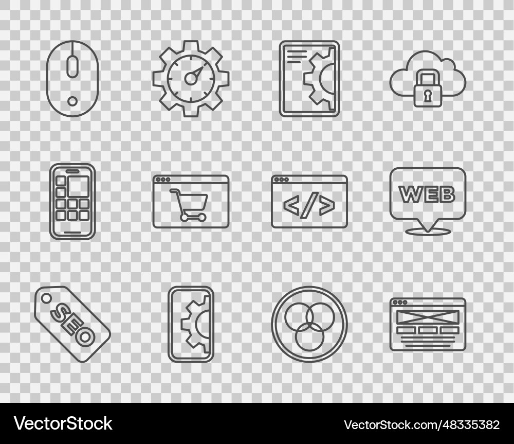 Set Line seo Optimierung ui oder ux design web Set Line seo Optimierung ui oder ux design web vektorbild