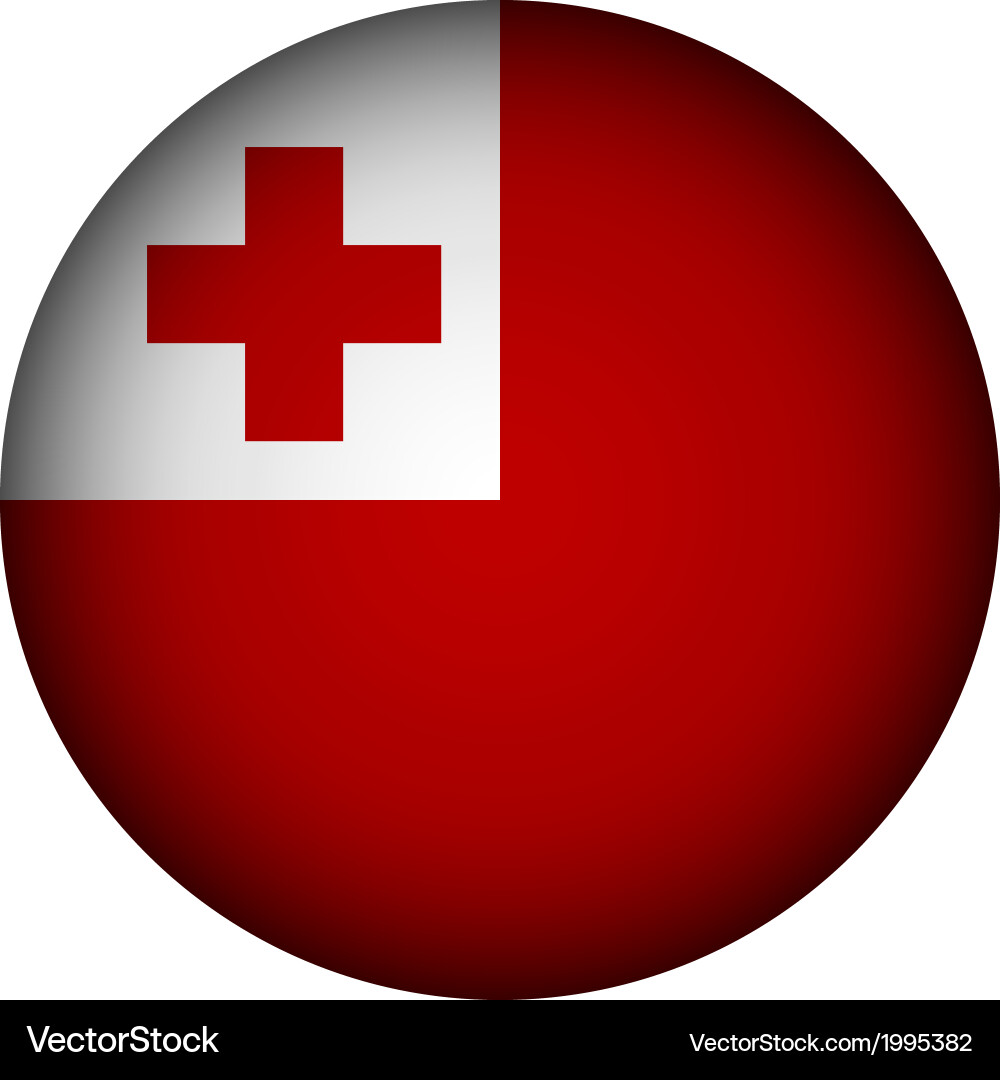 Tonga flag button Vector Image