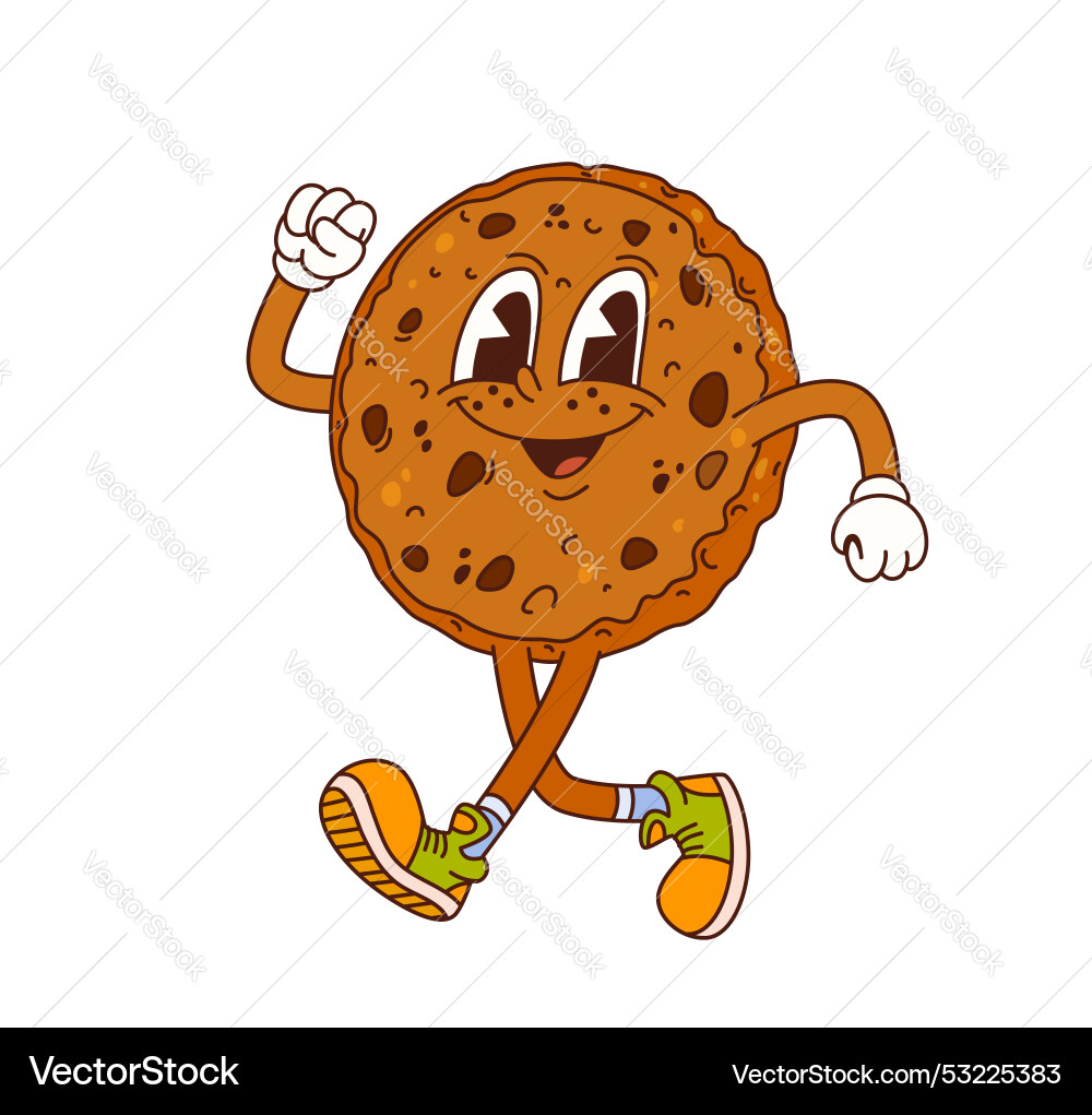 Cartoon groovy christmas gingerbread cookie Cartoon groovy christmas gingerbread cookie vector image
