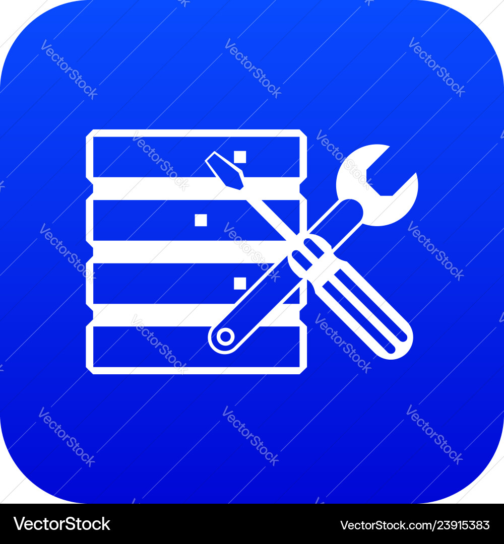 Database with screwdriverl and spanner icon Database with screwdriverl and spanner icon vector image