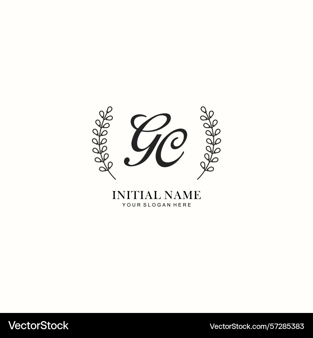 Gc initial logo templates with botanical elements Vector Image