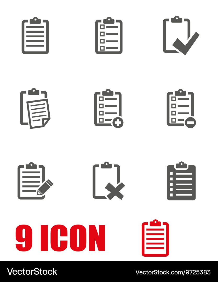 Grey Check List Icon Set - Task Management vector image
