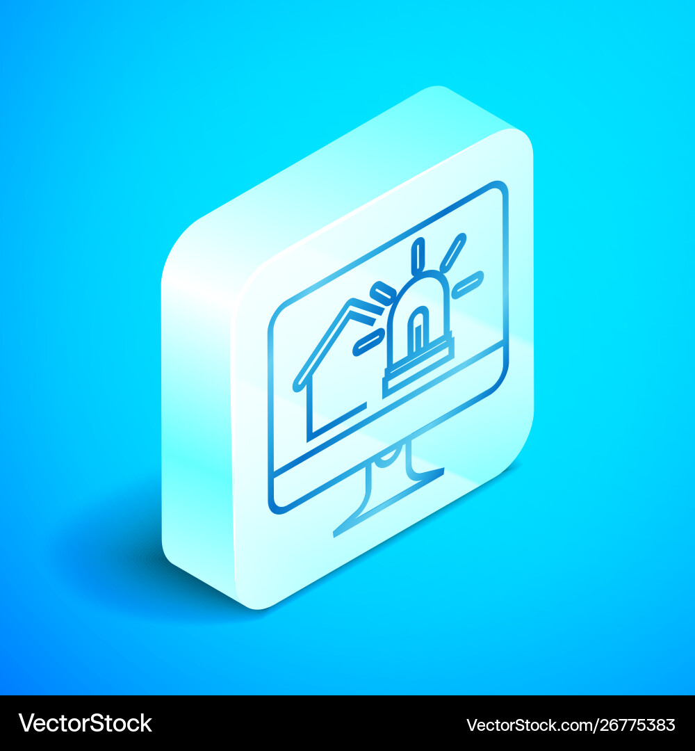 Isometric line computer monitor with smart house Isometric line computer monitor with smart house Vector Image