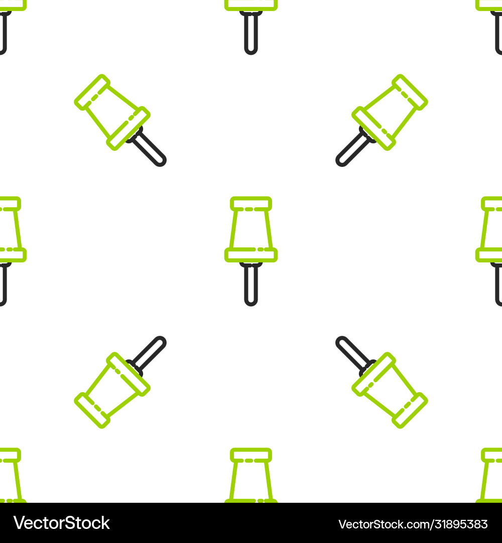 Line push pin icon isolated seamless pattern Vector Image