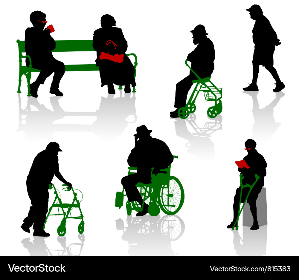 Senior Individuals and Wheelchairs vector image