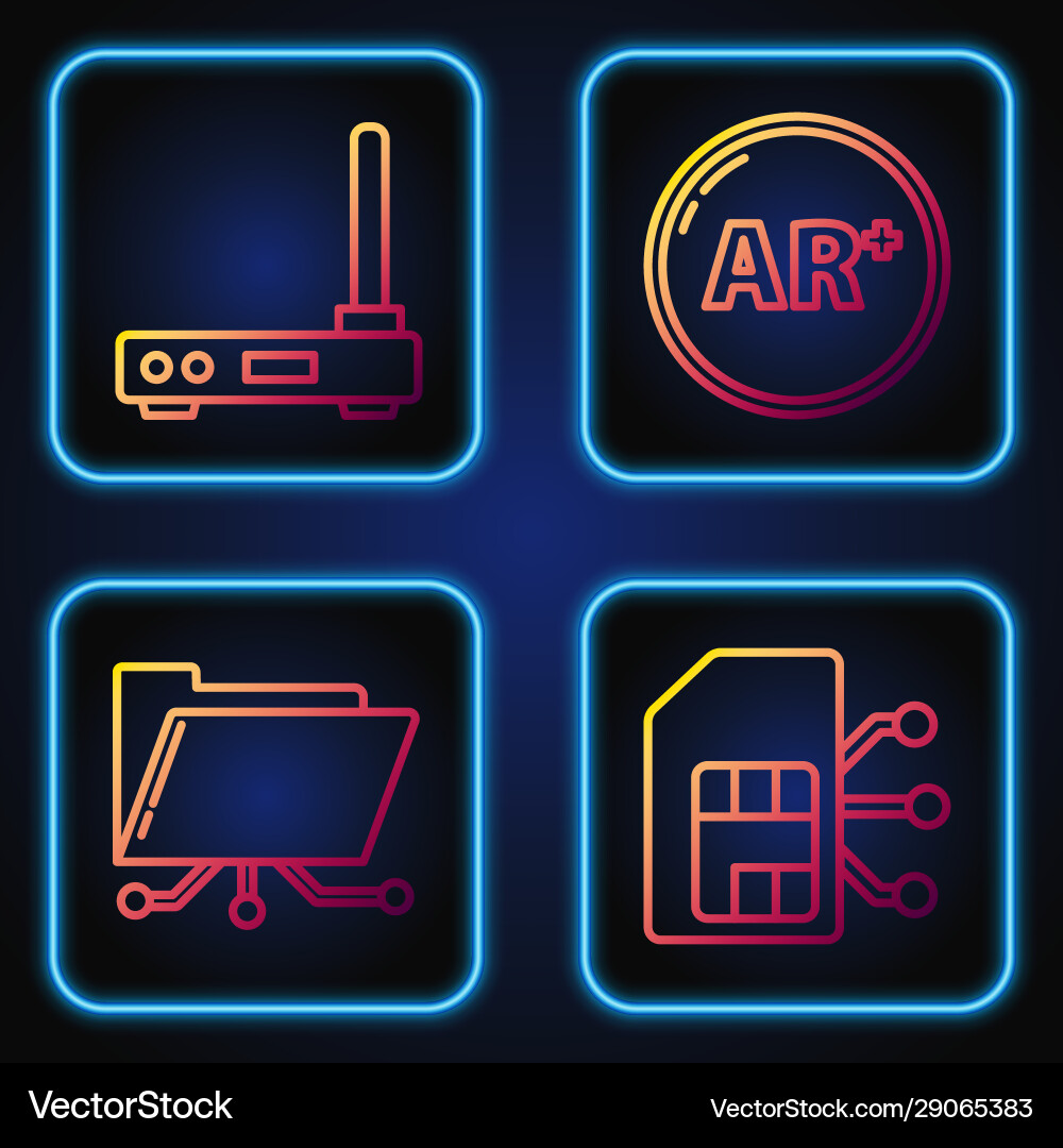 Set line sim card folder and lock router wi Vector Image