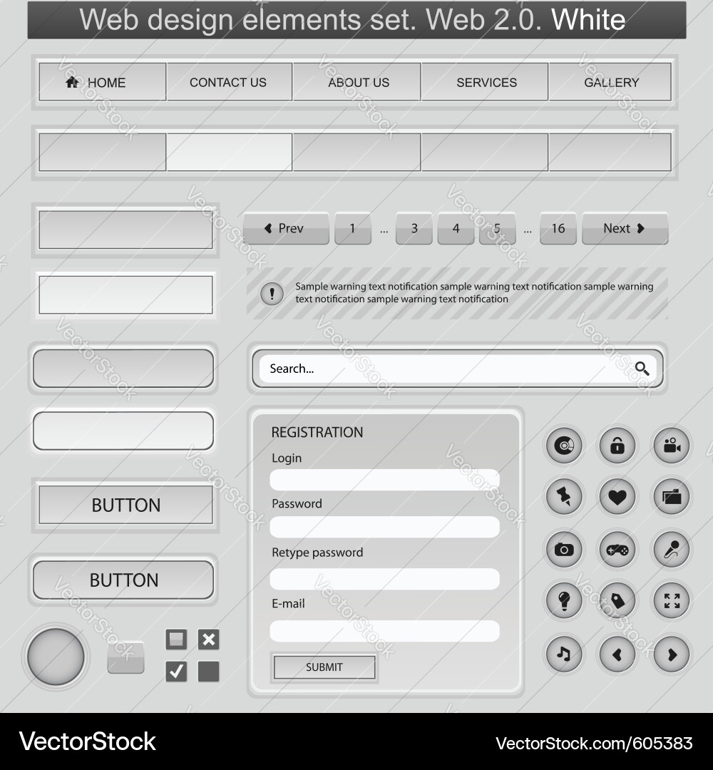Website UI Elements - White Theme vector image