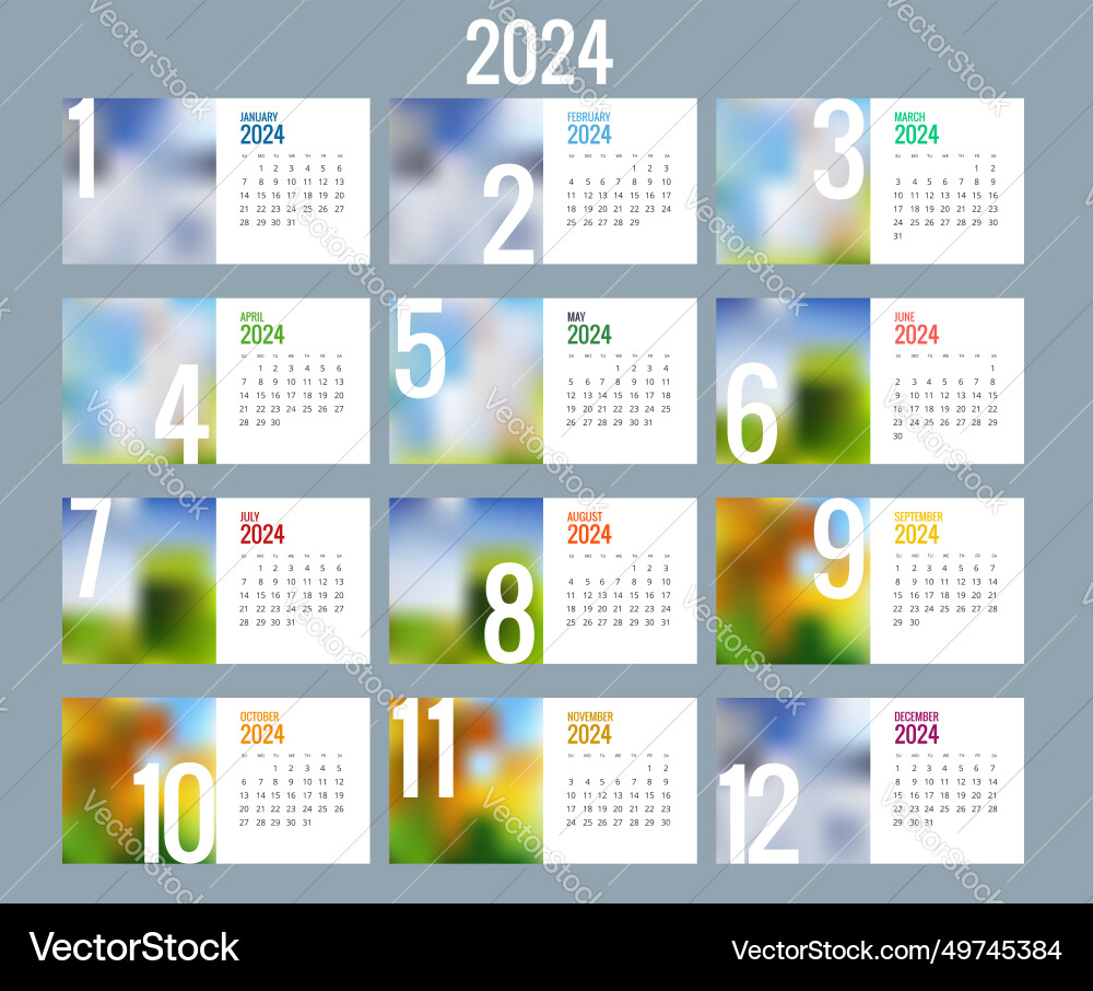 Calendar for 2024 year print template with place Vector Image