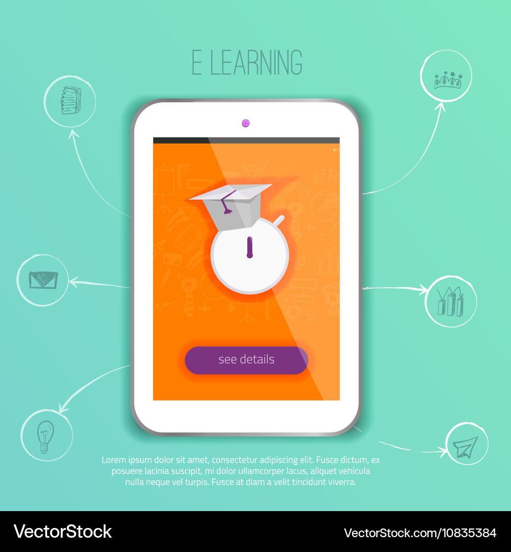 E-learning concept application with tablet Vector Image