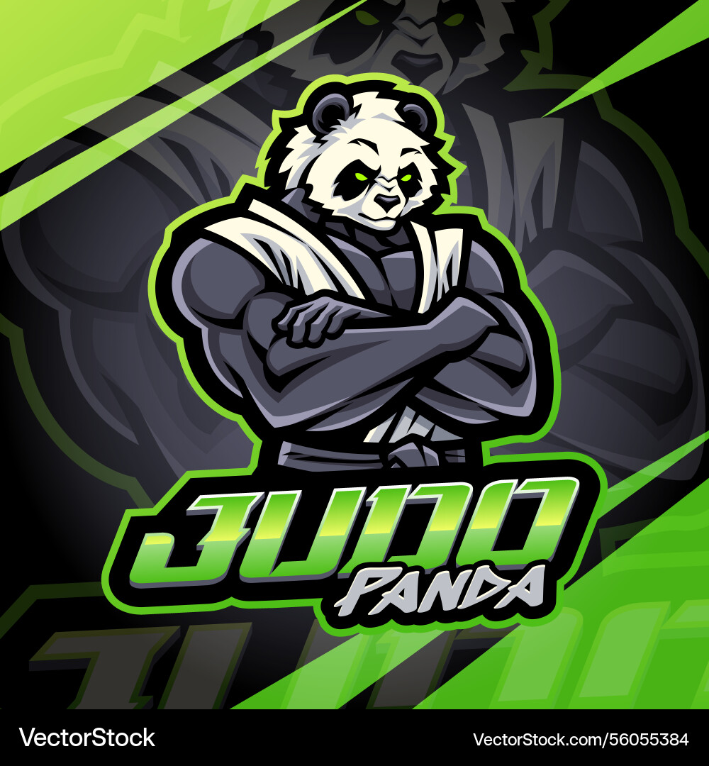 Judo panda esport mascot logo design Judo panda esport mascot logo design vektorbild