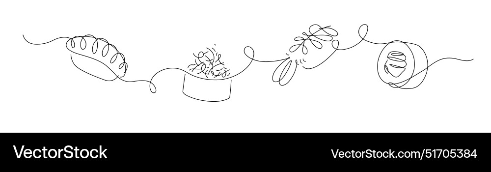 Roll and sushi set linear style Vector Image