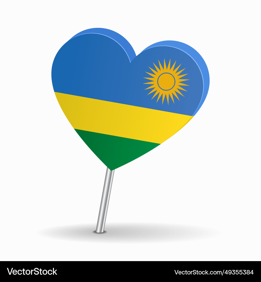 Rwandan flag heart-shaped map pointer layout Rwandan flag heart-shaped map pointer layout vector image