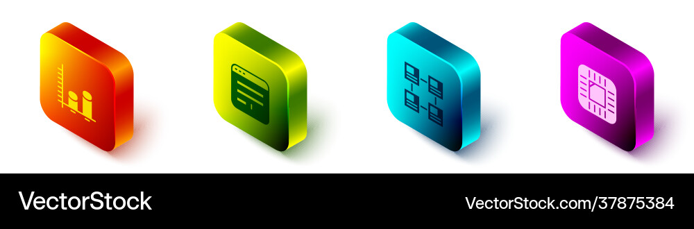 Set isometric data analysis browser window Set isometric data analysis browser window Vector Image