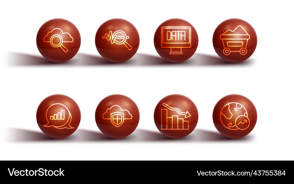 Set line search cloud computing pie chart Set line search cloud computing pie chart Vector Image