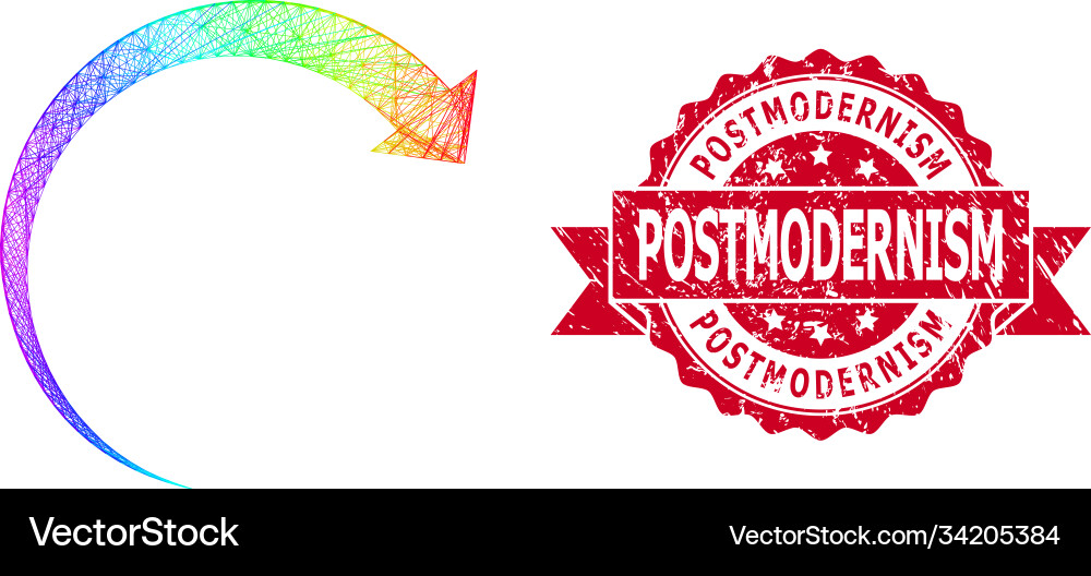Textured postmodernism seal and rainbow net rotate Vector Image