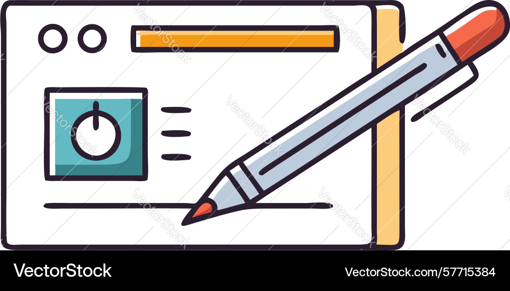 Web design pencil on browser window interface vector image