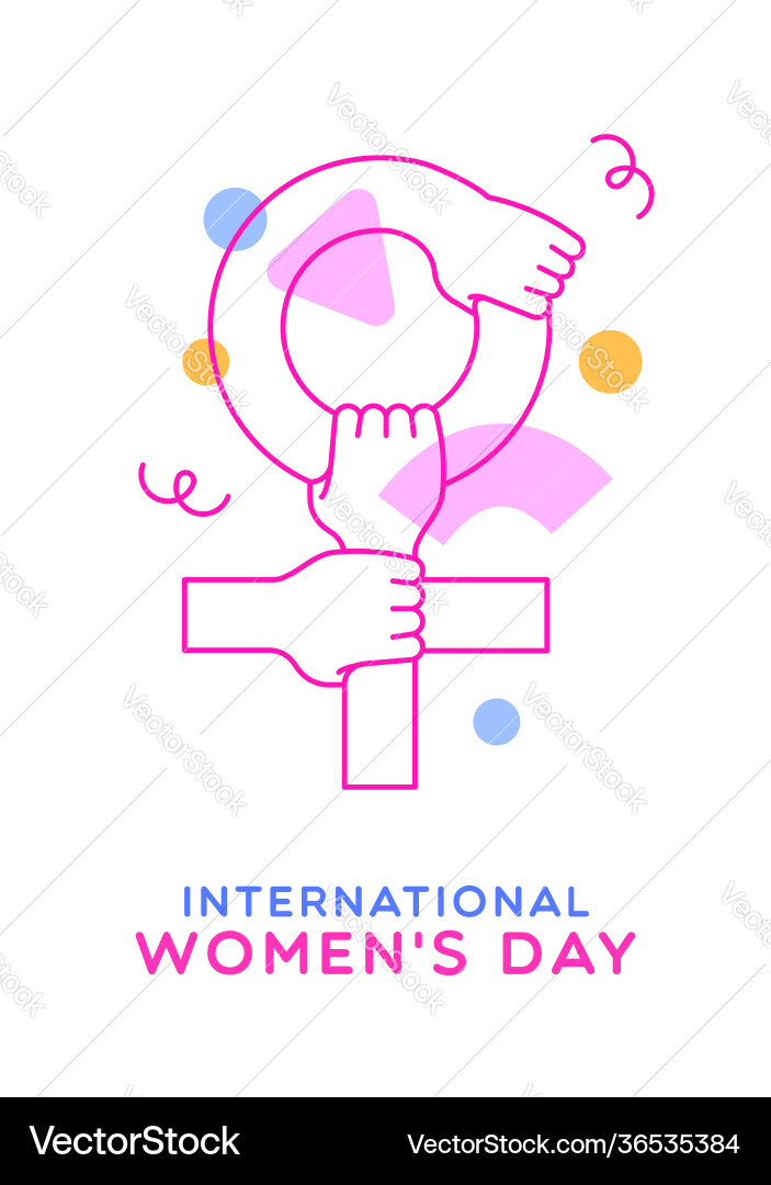 Womens day outline arm female symbol card Womens day outline arm female symbol card vector image
