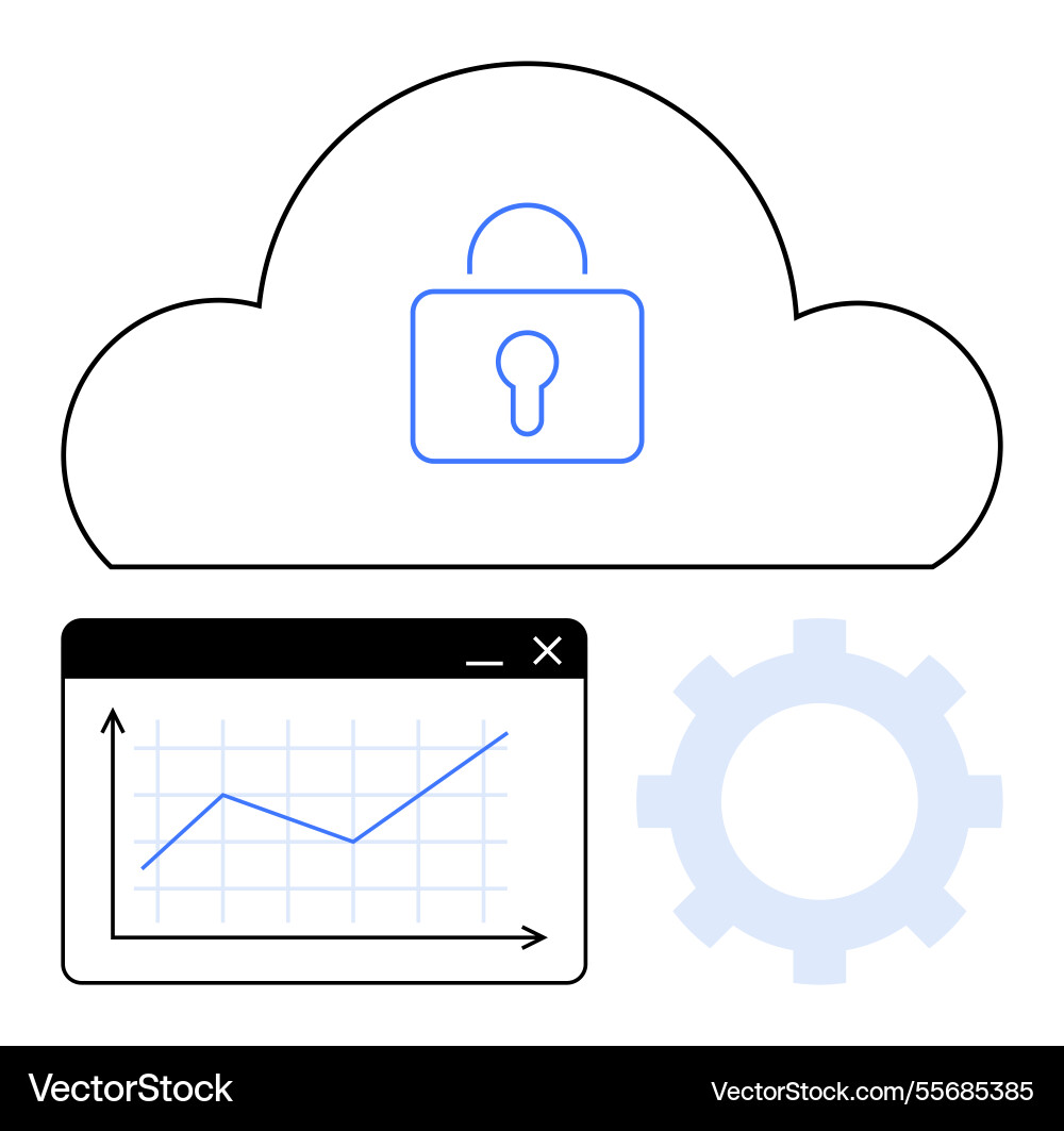 Cloud security with data analytics and system vector image