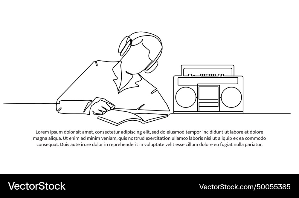 Continuous line design reading a book while Continuous line design reading a book while Vector Image