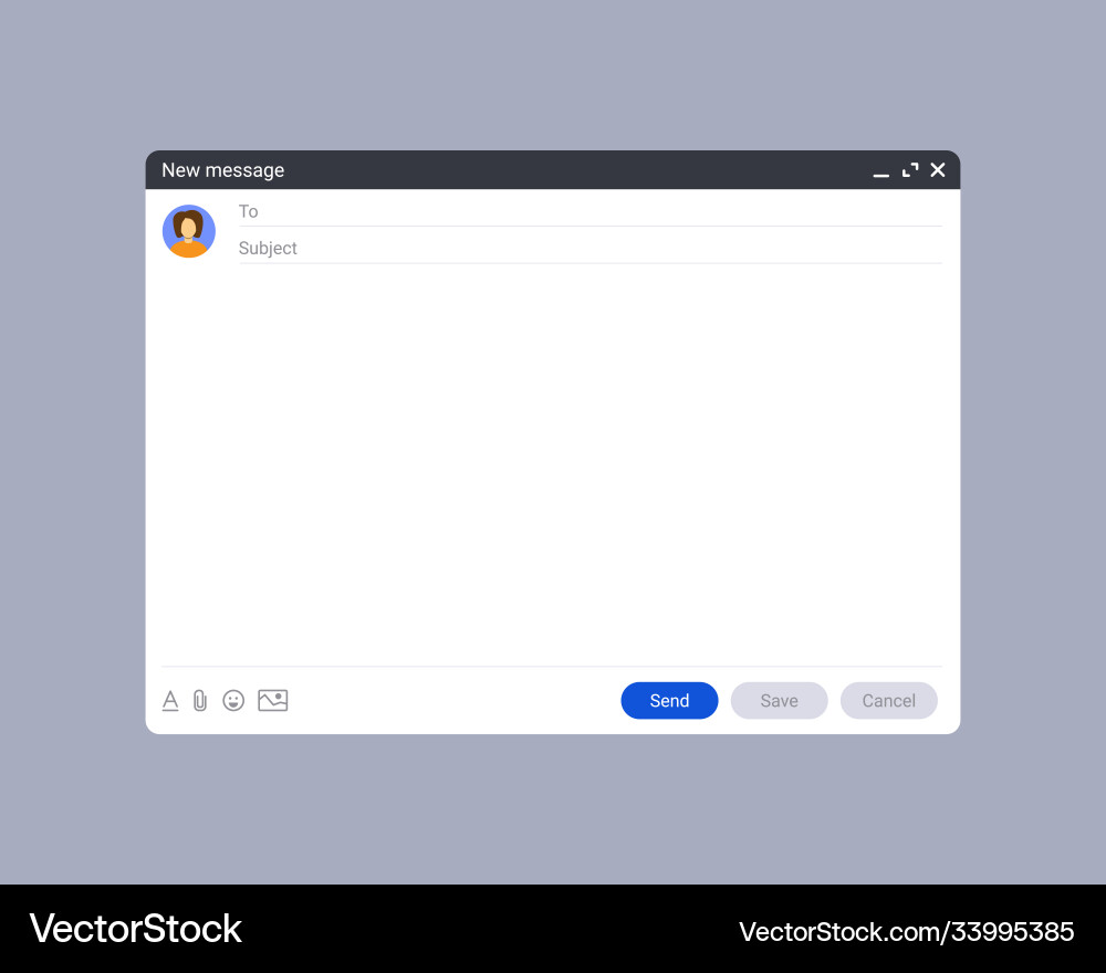 Email window template new message interface vector image