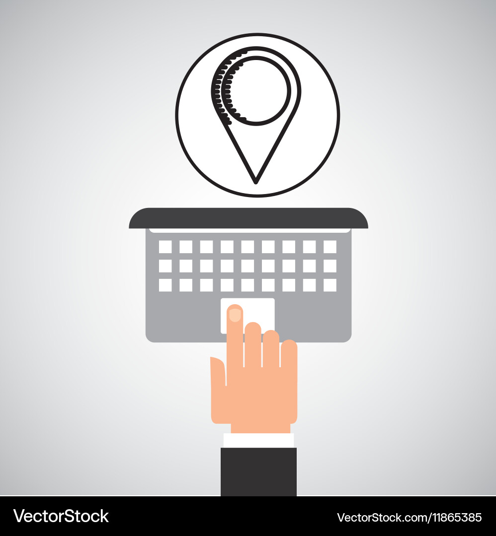Hand touch laptop web pointer map Vector Image