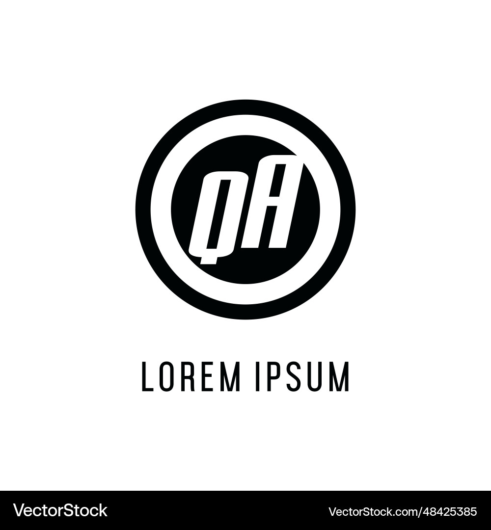 Initial qa logo concentric circle line clean Vector Image