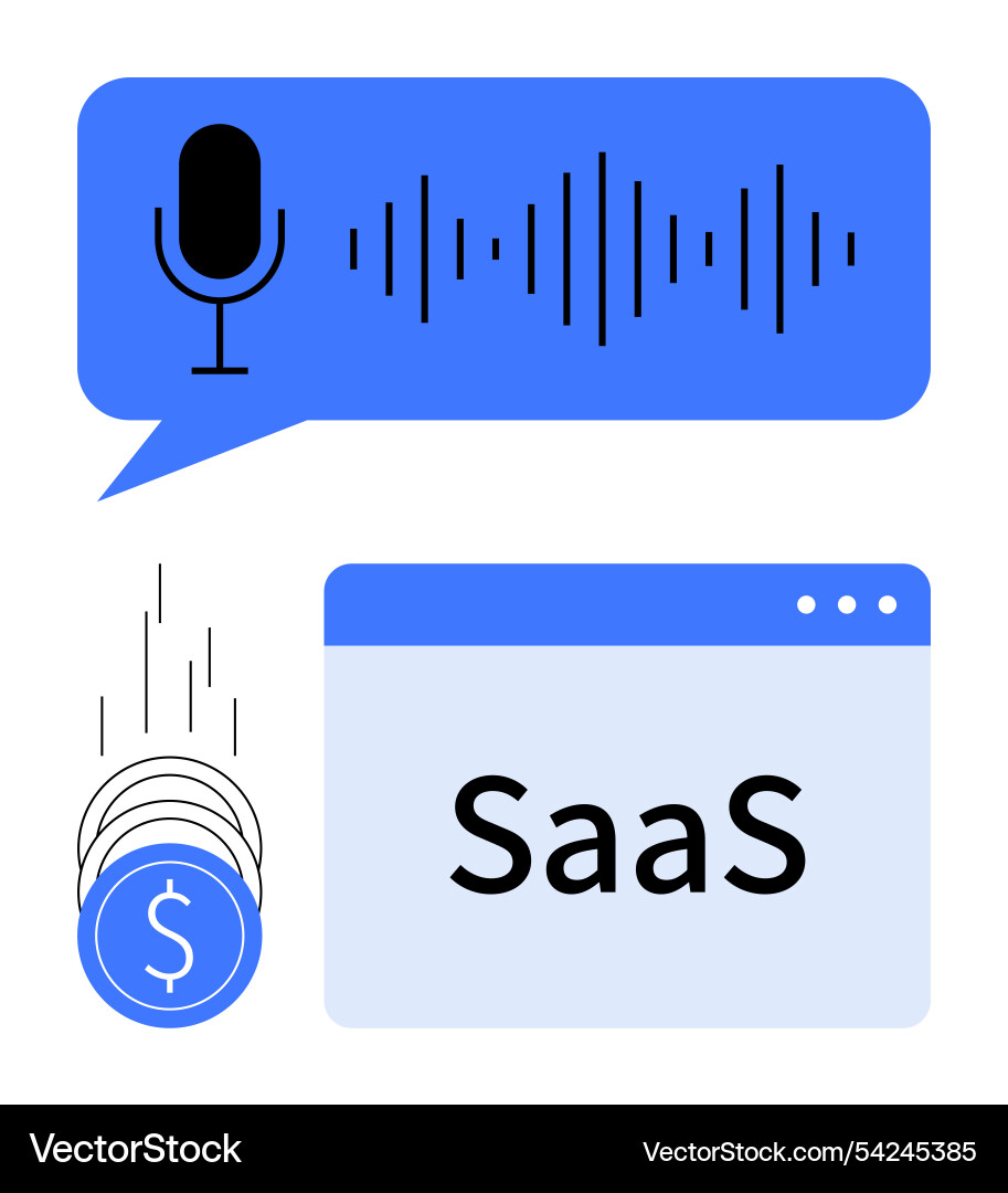Voice command saas and data insights for cost Voice command saas and data insights for cost vector image